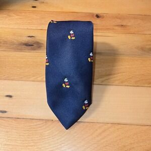 Vintage Cervantes Mickey Mouse Navy Blue Embroidered Disney Necktie Made in USA